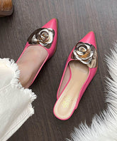 Sandalias de cuña con flores rosas y punta puntiaguda